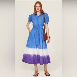 Derek Lam 10 Crosby Buffy Utility Blue Ombre Dress Size 48